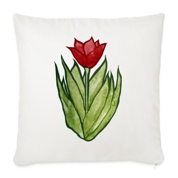 Tulpen-Aquarellblüte - Sofakissenbezug 45 x 45 cm - Naturweiß  - Vorne