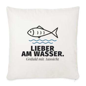 Lieber am Wasser – Fischmotiv - Sofakissenbezug 45 x 45 cm - Naturweiß  - Vorne