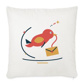 Wintervogel bringt Sternenpost – Weihnachten - Sofakissenbezug 45 x 45 cm - Naturweiß  - Vorne