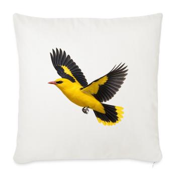 Pirol im Flug – gelber Vogel mit dunklen Flügeln - Sofakissenbezug 45 x 45 cm - Naturweiß  - Vorne