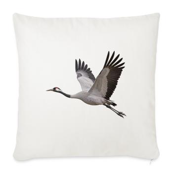 Kranich im Flug – grauer Zugvogel mit rotem Kopf - Sofakissenbezug 45 x 45 cm - Naturweiß  - Vorne
