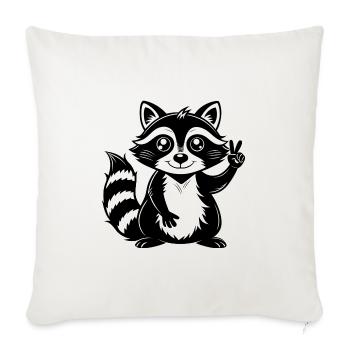 Peace-Sign-Waschbär - Sofakissenbezug 45 x 45 cm - Naturweiß  - Vorne