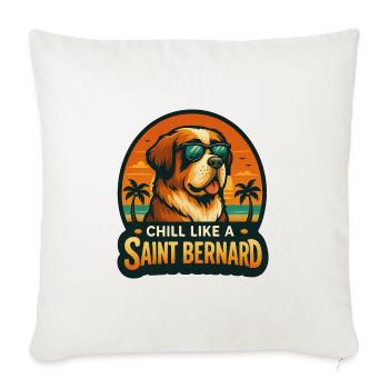 Bernhardiner mit Sonnenbrille am Strand im Retrolo - Sofakissenbezug 45 x 45 cm - Naturweiß  - Vorne
