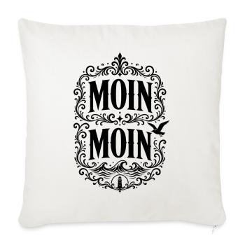 Moin Moin – norddeutscher Gruß mit Möwe - Sofakissenbezug 45 x 45 cm - Naturweiß  - Vorne
