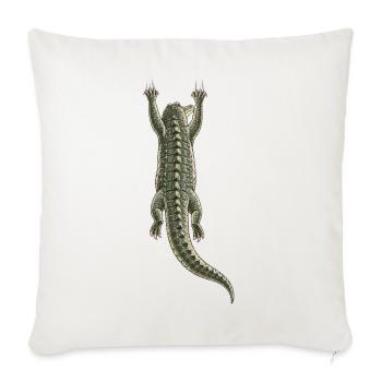 Krokodil auf dem Rücken hängend – Trompe-l'oeil-Effekt - Sofakissenbezug 45 x 45 cm - Naturweiß  - Vorne