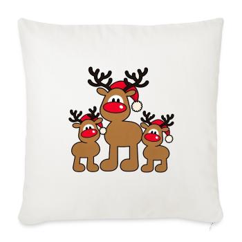 Weihnachtselche – Süße Elchfamilie  - Sofakissenbezug 45 x 45 cm - Naturweiß  - Vorne
