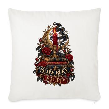 Slow Burn Society – Bücher Rosen und Kerzenschein - Sofakissenbezug 45 x 45 cm - Naturweiß  - Vorne