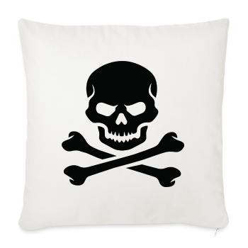 Totenkopf und gekreuzte Knochen Fettes Emblem - Sofakissenbezug 45 x 45 cm - Naturweiß  - Vorne