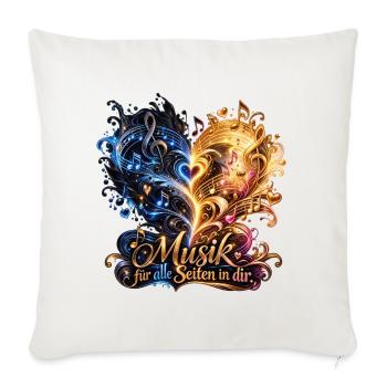 Musikherz: Seiten in dir entfalten - Sofakissenbezug 45 x 45 cm - Naturweiß  - Vorne