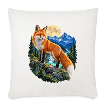 Fuchs Vollmond Wald Berge Tiermotiv für Füchse - Sofakissenbezug 45 x 45 cm - Naturweiß  - Vorne