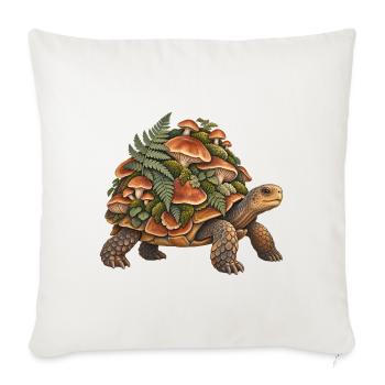 Unterwuchsschildkröte mit Pilzen - Sofakissenbezug 45 x 45 cm - Naturweiß  - Vorne