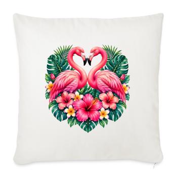 Niedlicher Flamingo Süße Flamingos - Sofakissenbezug 45 x 45 cm - Naturweiß  - Vorne