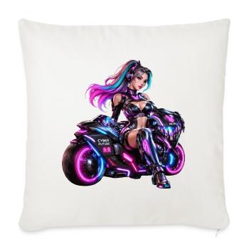 Cyber-Neon-Moto-Königin - Sofakissenbezug 45 x 45 cm - Naturweiß  - Vorne