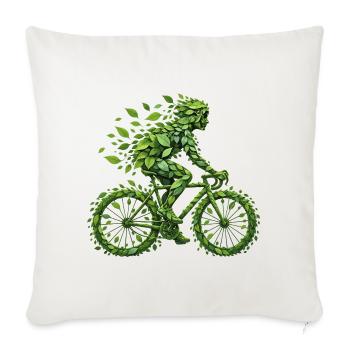 Radfahrer aus grünen Blättern – Fahrrad trifft Umw - Sofakissenbezug 45 x 45 cm - Naturweiß  - Vorne