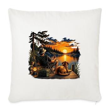 Fisherman's Sunset – Mensch und Hund - Sofakissenbezug 45 x 45 cm - Naturweiß  - Vorne