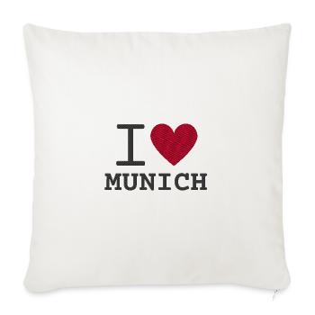 Ich liebe München mit Herz bestickt - Sofakissenbezug 45 x 45 cm - Naturweiß  - Vorne