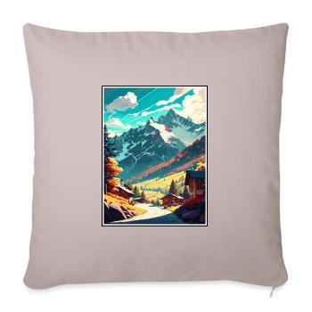 Mayrhofen Autriche Vintage voyage affiche Souvenir - Housse de coussin décorative 45 x 45 cm - taupe clair - Devant