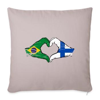 Brazil Finland Flag Hands Heart Shape Used - Sofa pillowcase 17,3'' x 17,3'' (45 x 45 cm) - light taupe - Front