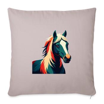 Pony Cartoon Figur Buntes Haustier Tier - Sofakissenbezug 45 x 45 cm - helles Taupe - Vorne