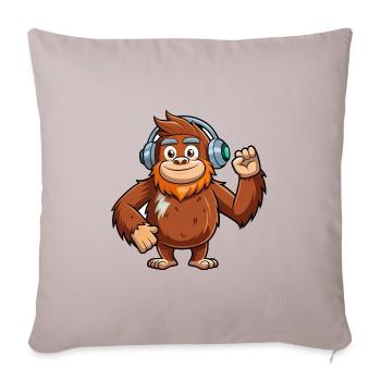 Big Foot Lustige Zeichentrickfigur Kopfhörer Musik - Sofakissenbezug 45 x 45 cm - helles Taupe - Vorne