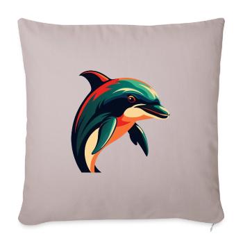 Dauphin Personnage De Dessin Animé Animal De Compagnie Coloré - Housse de coussin décorative 45 x 45 cm - taupe clair - Devant