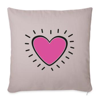 Pink Heart Burst Logo - Housse de coussin décorative 45 x 45 cm - taupe clair - Devant
