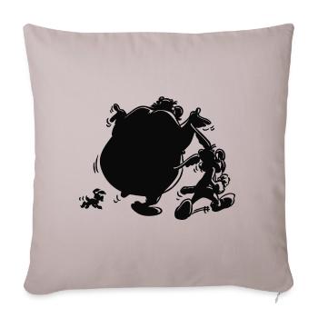 Asterix & Obelix mit Idefix Schatten - Sofakissenbezug 45 x 45 cm - helles Taupe - Vorne