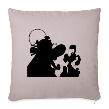 Asterix & Obelix - Obelix mit Idefix Schatten - Sofakissenbezug 45 x 45 cm - helles Taupe - Vorne
