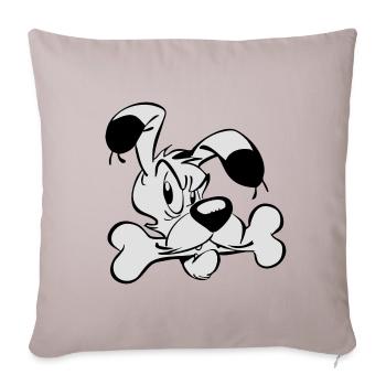 Asterix & Obelix - Idefix mit Knochen - Sofakissenbezug 45 x 45 cm - helles Taupe - Vorne