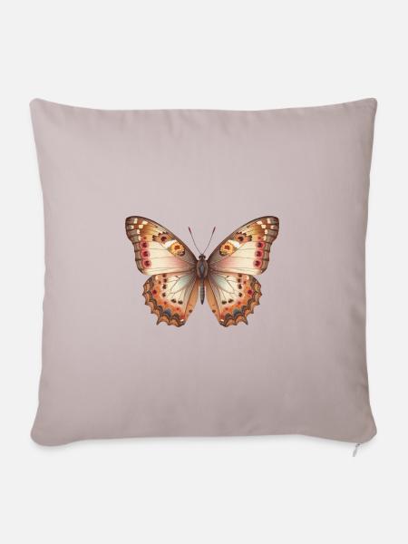 Brauner ätherischer Schmetterling - Sofakissenbezug 45 x 45 cm - helles Taupe