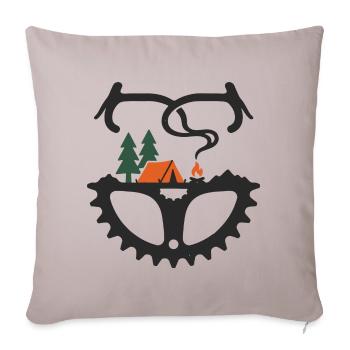 Bikepacking-Zelt auf dem Fahrrad Kettenflügel-Lagerfeuer-Kunst - Sofakissenbezug 45 x 45 cm - helles Taupe - Vorne
