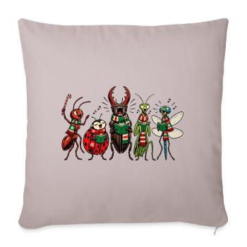 Christmas Bugs – Lustige, festliche Comic-Insektentruppe - Sofakissenbezug 45 x 45 cm - helles Taupe - Vorne