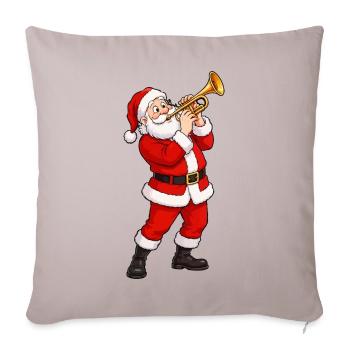 Santa Trompete im Weihnachtsglanz - Sofakissenbezug 45 x 45 cm - helles Taupe - Vorne