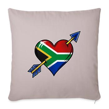 Südafrika Flagge Herz mit Pfeile - Sofakissenbezug 45 x 45 cm - helles Taupe - Vorne