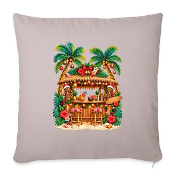 Weihnachten im Paradies – Festliche tropische Tiki-Bar - Sofakissenbezug 45 x 45 cm - helles Taupe - Vorne