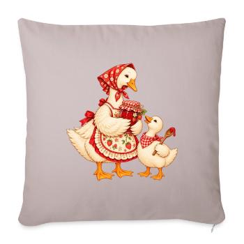 Baka Gans mit Enkel – Omas Marmelade - Sofakissenbezug 45 x 45 cm - helles Taupe - Vorne