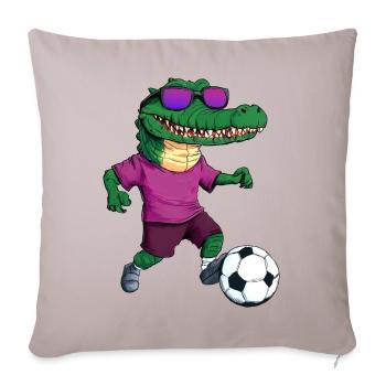 Alligator Fussball Krokodil - Sofakissenbezug 45 x 45 cm - helles Taupe - Vorne