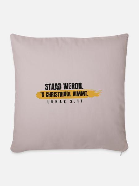 Staad werdn – 's Christkindl kimmt - Sofakissenbezug 45 x 45 cm - helles Taupe