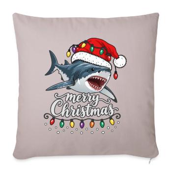Weihnachtshai mit Lichterkette Hai - Sofakissenbezug 45 x 45 cm - helles Taupe - Vorne