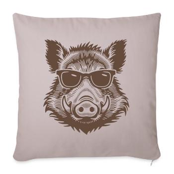 Wildschwein Jäger - Sofakissenbezug 45 x 45 cm - helles Taupe - Vorne