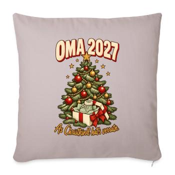 Oma 2027 Christkindl hat's verraten - Sofakissenbezug 45 x 45 cm - helles Taupe - Vorne