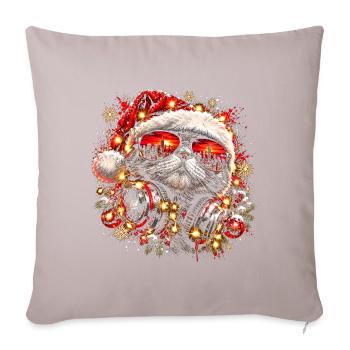 DJ Katze mit Weihnachtsmütze und Sonnenbrille - Sofakissenbezug 45 x 45 cm - helles Taupe - Vorne