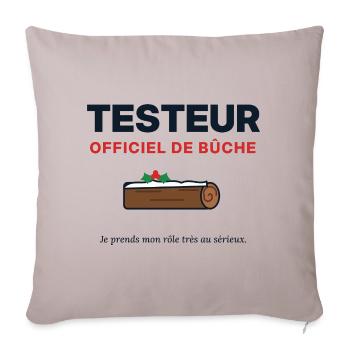 Offizieller Tester des Weihnachtsprotokolls – Weihnachtshumor - Sofakissenbezug 45 x 45 cm - helles Taupe - Vorne