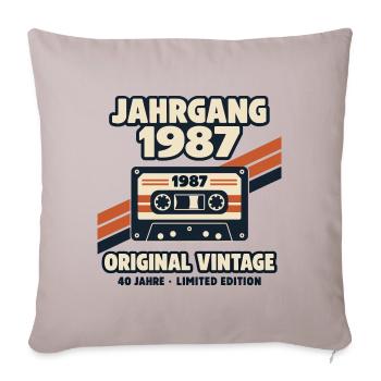 Jahrgang 1987 Original Vintage 40 Jahre Kassette - Sofakissenbezug 45 x 45 cm - helles Taupe - Vorne