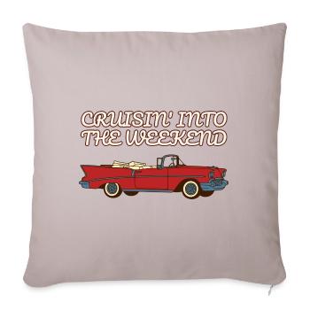 Cruisin ins Wochenende Retro-Auto 50er - Sofakissenbezug 45 x 45 cm - helles Taupe - Vorne
