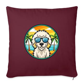 Hungarian Kuvasz Dog Breed Cartoon Sunglass Beach - Sofa pillowcase 17,3'' x 17,3'' (45 x 45 cm) - burgundy - Front