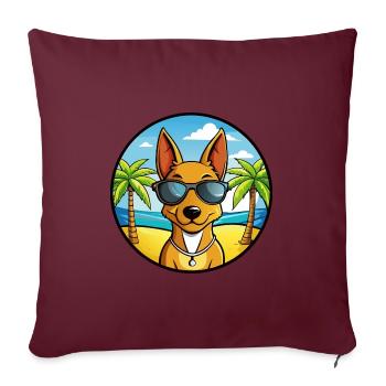 Cirneco Dell Etna Dog Breed Cartoon Sunglass Beach - Sofa pillowcase 17,3'' x 17,3'' (45 x 45 cm) - burgundy - Front