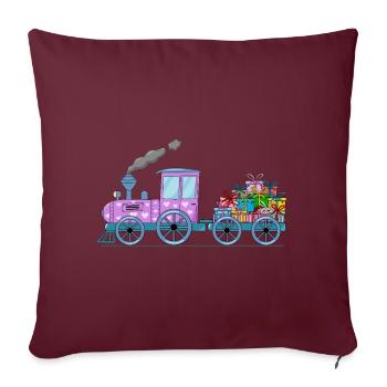 Train pour enfants avec remorque rose - Housse de coussin décorative 45 x 45 cm - bordeaux - Devant