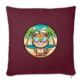 Pixie Bob Katzenrasse Cartoon Sonnenbrille Strand - Sofakissenbezug 45 x 45 cm - Burgunderrot - Vorne
