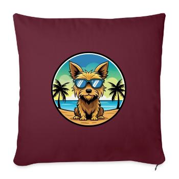 Australian Silky Terrier Hunderasse Cartoon Beach - Sofakissenbezug 45 x 45 cm - Burgunderrot - Vorne